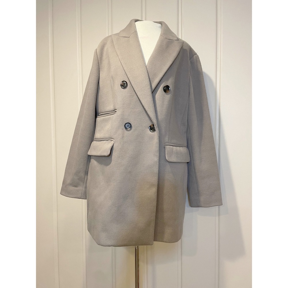 BCBGMAXAZRIA‎ Women's Double Breasted Beige Taupe Grey Jacket Size Large Classic